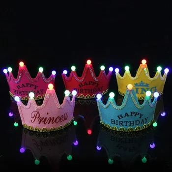 Реквизит для фотосъемки взрослых и детей на день рождения, светодиодная корона, шляпа, король, принцесса, украшение торта для вечеринки.