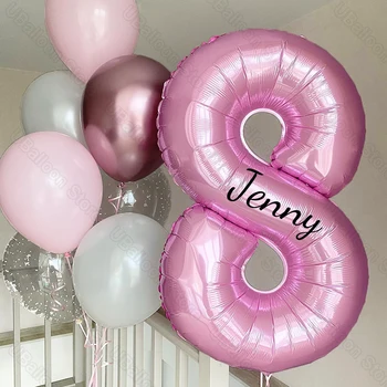 1 Комплект Розовых воздушных шаров на День рождения Большая роза Ярко-розовый воздушный шар с номером Металлическая роза На заказ Воздушные шары для украшения детского душа на День рождения