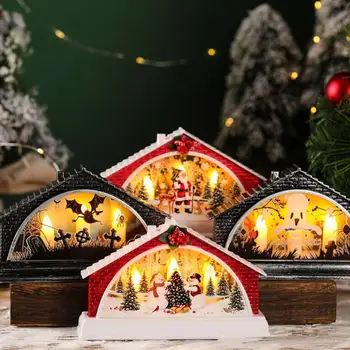 Рождественские свечи, светодиодные фонари и снежные украшения для дома Сценарный макет рождественского украшения дома