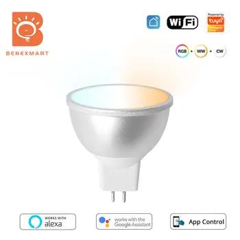 Benexmart WiFi 12V MR16 Tuya Умная Светодиодная лампа 5W RGBCW С Регулируемой Яркостью Подсветки Smart Life App Alexa Google Home Голосовое Управление