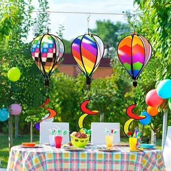 Радужные подвесные подвески на воздушном шаре Уникальная 3D вращающаяся ветряная мельница, красочный спиннер для украшения сада и двора на открытом воздухе