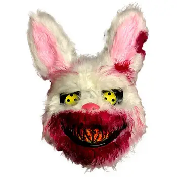 2020 Плюшевая маска Кролика, Страшные маски, Прочная реалистичная имитация крови, головной убор Кролика, реквизит для выступлений на маскарадах на Хэллоуин