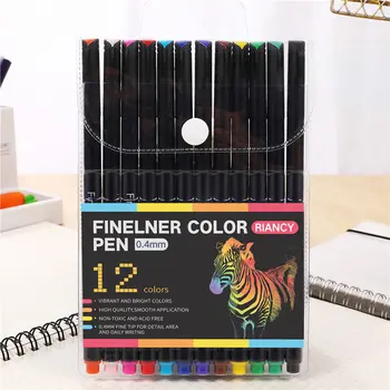 Новые ручки с тонким наконечником, 12 цветов, ручки Fineliner, ручки-планировщики для ведения журнала, заметки, офисные школьные принадлежности