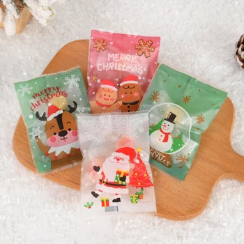 100шт Рождественские пакеты для уплотнения конфет и печенья, упаковочный пакет для выпечки Нуги, Рождественские украшения 2024 Navidad, принадлежности для новогодних вечеринок