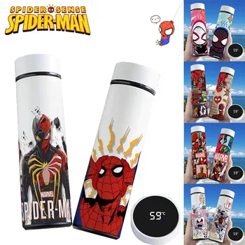 Чашка Marvel Spider Man из нержавеющей стали 304 термокружки со светодиодным интеллектуальным дисплеем температуры Изоляционная бутылка детские подарки