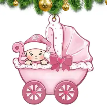 Подвески для колясок в виде рождественской елки, мультяшное 2D украшение в форме коляски на Рождество, креативные подарки для стен, каминных полок, дверей