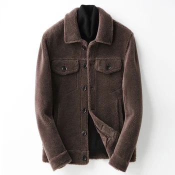 2023 Осень и зима, новое мужское пальто из натурального меха, толстые теплые куртки с лацканами, модные мужские экологичные меховые пальто, куртки Z122