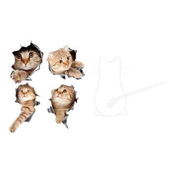 4шт 3D Наклейки Cat Car Наклейка / Стикер и 1X Автомобильные Наклейки С Рисунком Кошки Наклейки На Заднее Лобовое Стекло Виниловая Пленка Наклейки